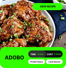 Recipe Card Adobo item layout