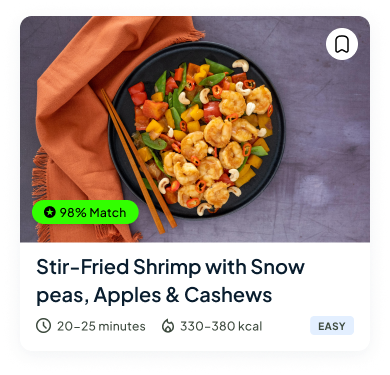 Recipe Card Stir-Fried Shrimp item layout